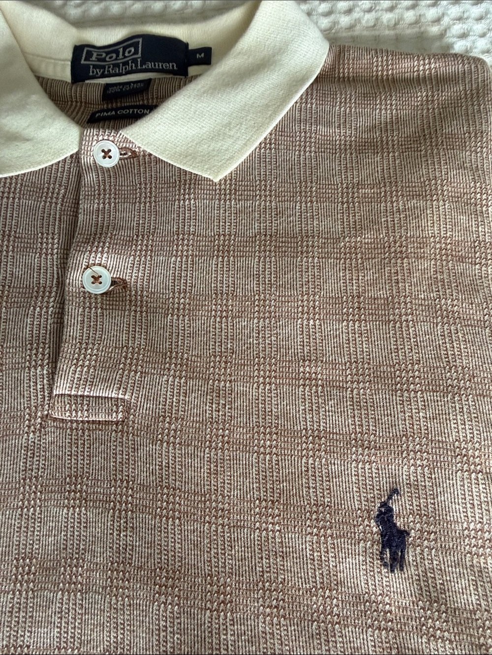 Like New Polo by Ralph Lauren Men's Blush Polo with Cream Collar navy pony rare - Picture 2 of 7